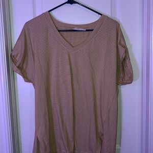 yellow and white stripe tee